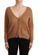 Chic Brown Strick -Strickjacke mit Vorderknopfverschluss