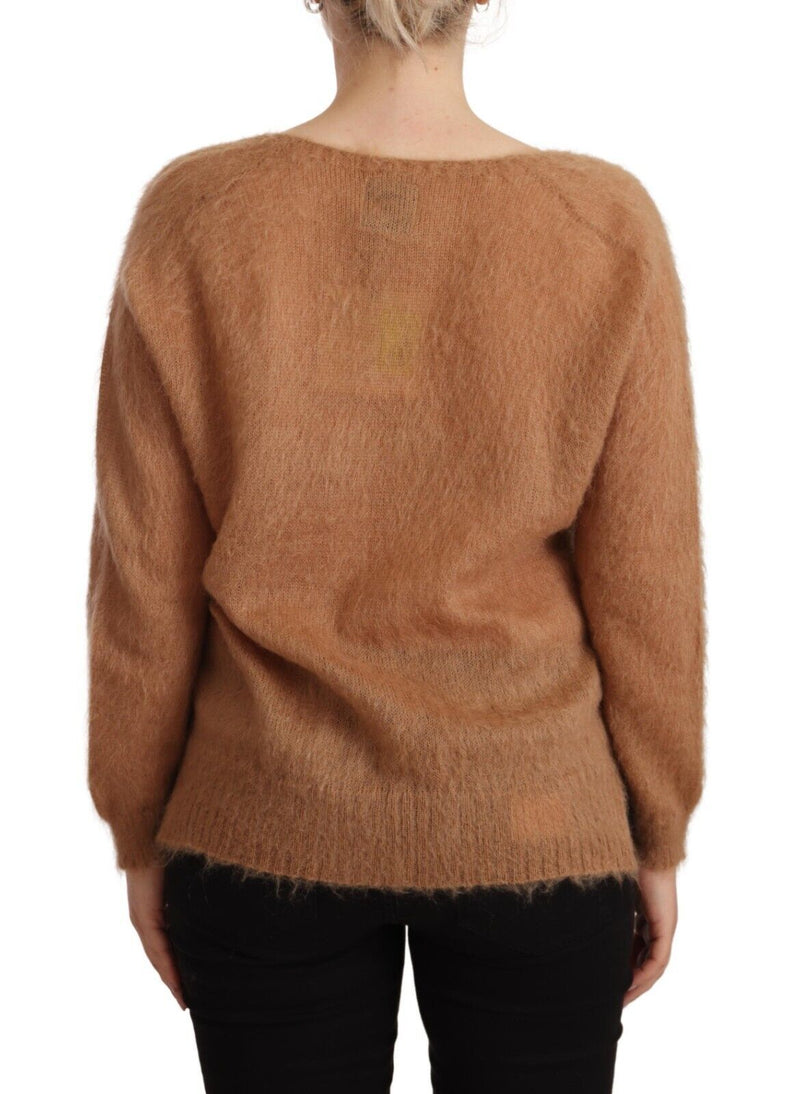 Chic Brown Knit Cardigan con chiusura del pulsante frontale