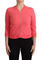 Elegante maglione zip completo rosa