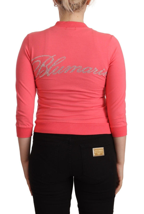 Elegante maglione zip completo rosa