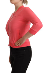 Elegante maglione zip completo rosa