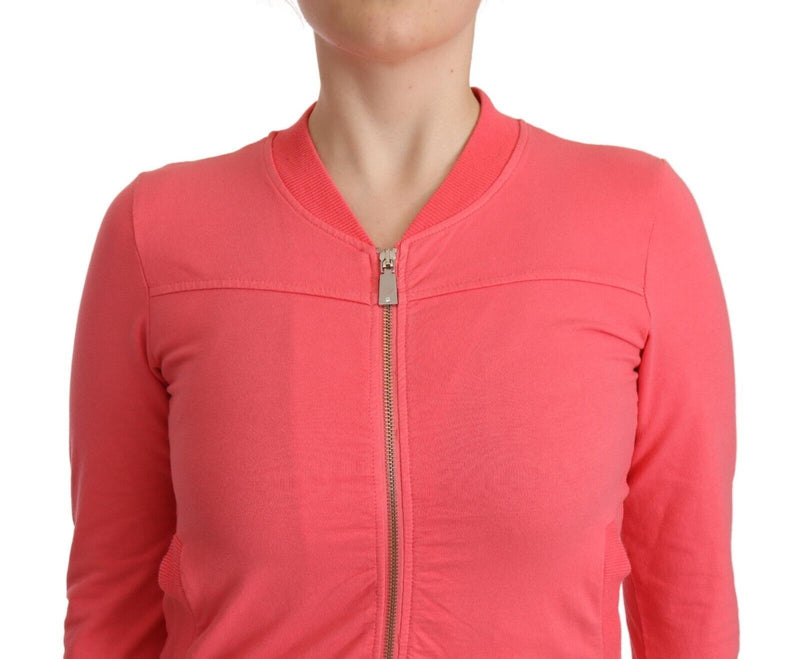 Elegante maglione zip completo rosa