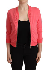 Elegante maglione zip completo rosa