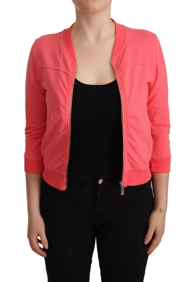 Elegante maglione zip completo rosa