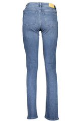 Chic Faded Blue Button-Zip Jeans