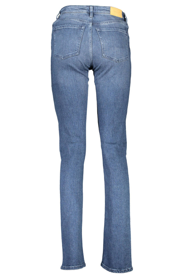 Chic verblasste Blue Button-Zip-Jeans