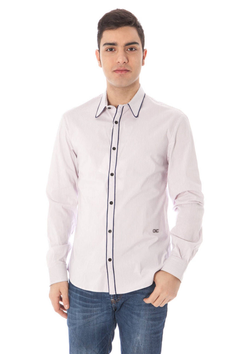 Camicia da colletto italiano chic a maniche lunghe rosa