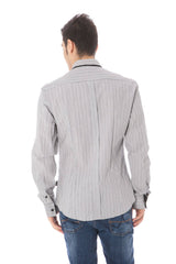 Elegante camisa de cuello italiano blanco