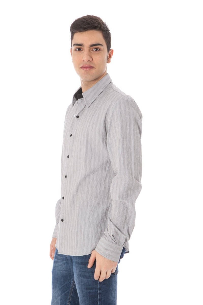 Elegante camisa de cuello italiano blanco