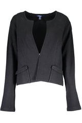 Elegante cardigan nero a maniche lunghe