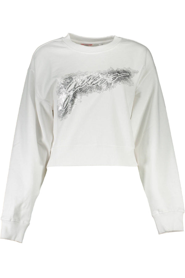 Sweat-shirt de coton blanc chic avec imprimé logo