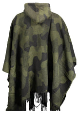 Poncho contrastante chic con cofano e dettagli zip