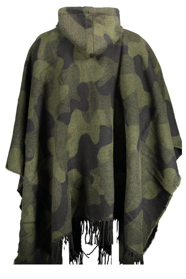 Poncho contrastant chic avec hotte et détails zip