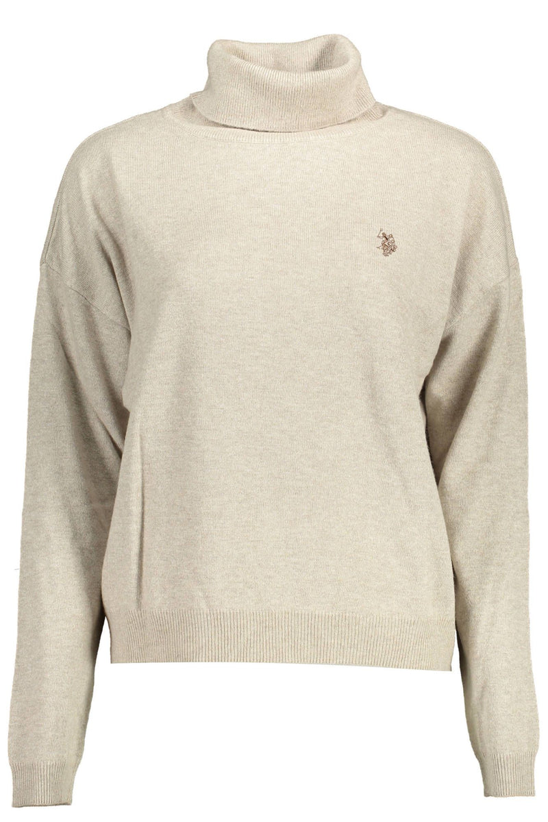 Chic beige Rollkragenpullover mit eleganter Stickerei