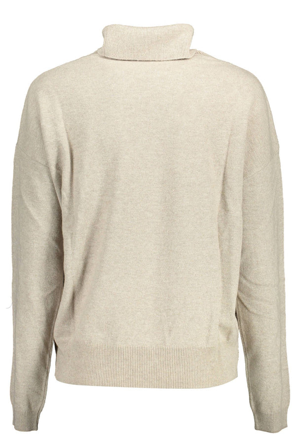 Turtleneck chic beige con elegante ricamo