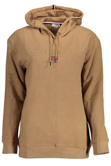 Chic Brown Embroidered Hoodie with Pockets