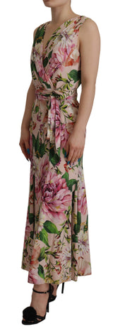 Elegant Floral Silk Wrap Dress