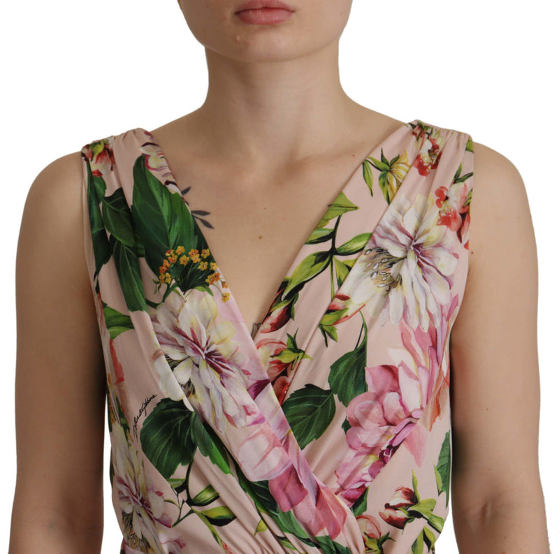 Elegante vestido de envoltura de seda floral