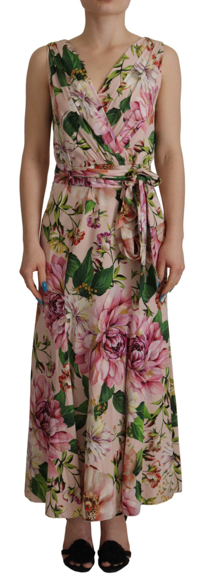 Elegante vestido de envoltura de seda floral