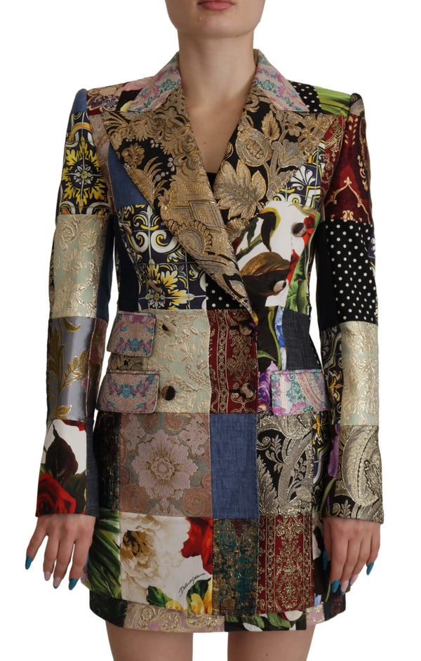 Elegante giacca blazer patchwork multicolore