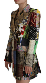 Elegante giacca blazer patchwork multicolore