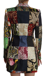 Elegante giacca blazer patchwork multicolore