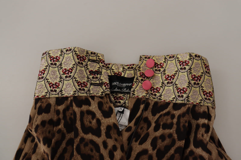 Pantaloni leopardo jacquard a vita alta