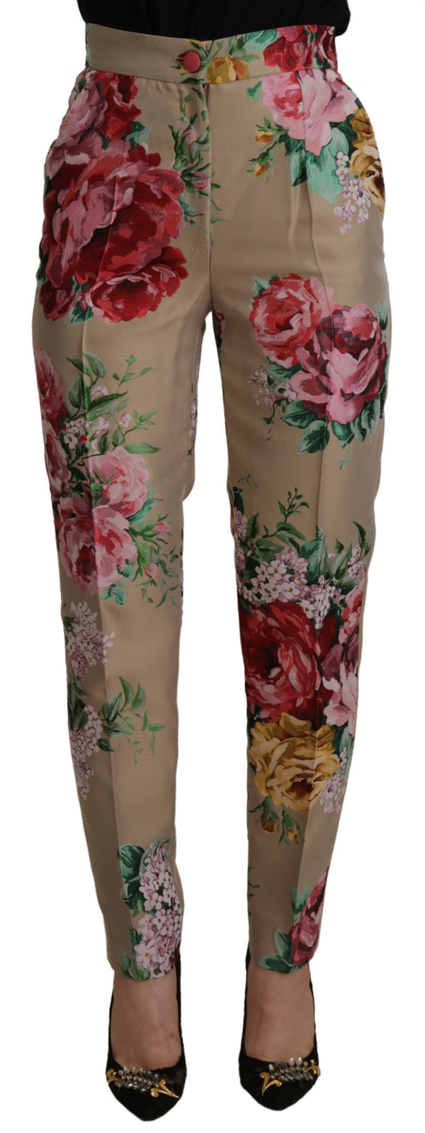 Pantalon de robe à taille haute florale