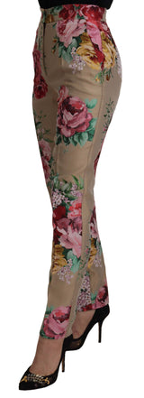 Pantalon de robe à taille haute florale