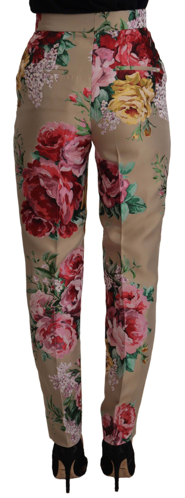 Pantalon de robe à taille haute florale