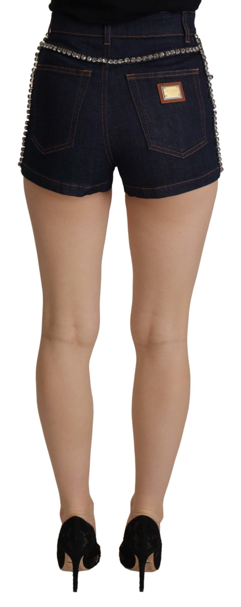 Chic High Waist Hot Pants Shorts με λεπτομέρειες κρυστάλλου