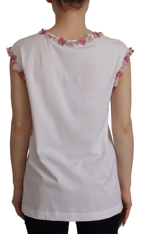 T-shirt top a vasca a corona con paillettes chic