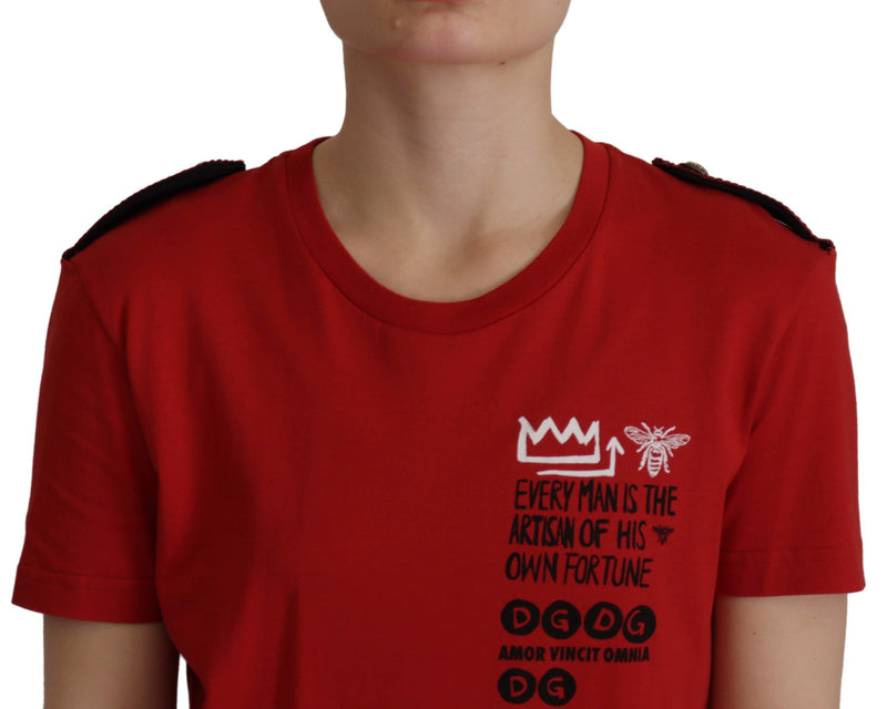 Elegante camiseta roja de algodón