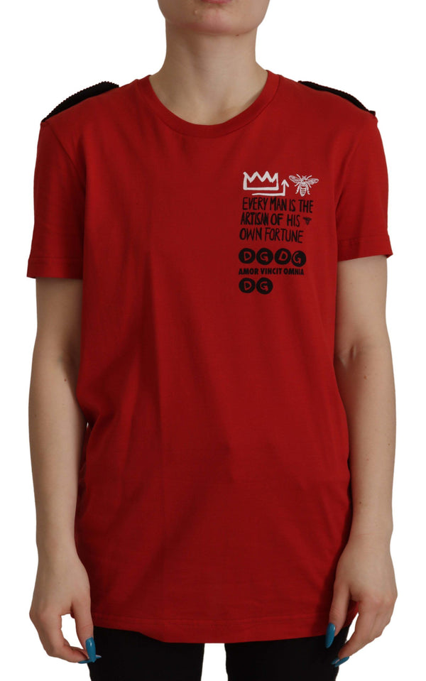 Elegante camiseta roja de algodón