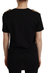 Chic Black Logo Baumwoll -T -Shirt für Frauen