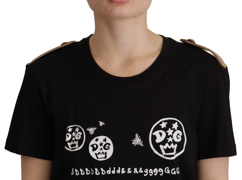 T-shirt en coton de logo noir chic pour femmes