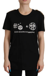 TEE de algodón de logotipo negro elegante para mujeres