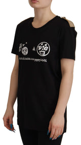 TEE de algodón de logotipo negro elegante para mujeres