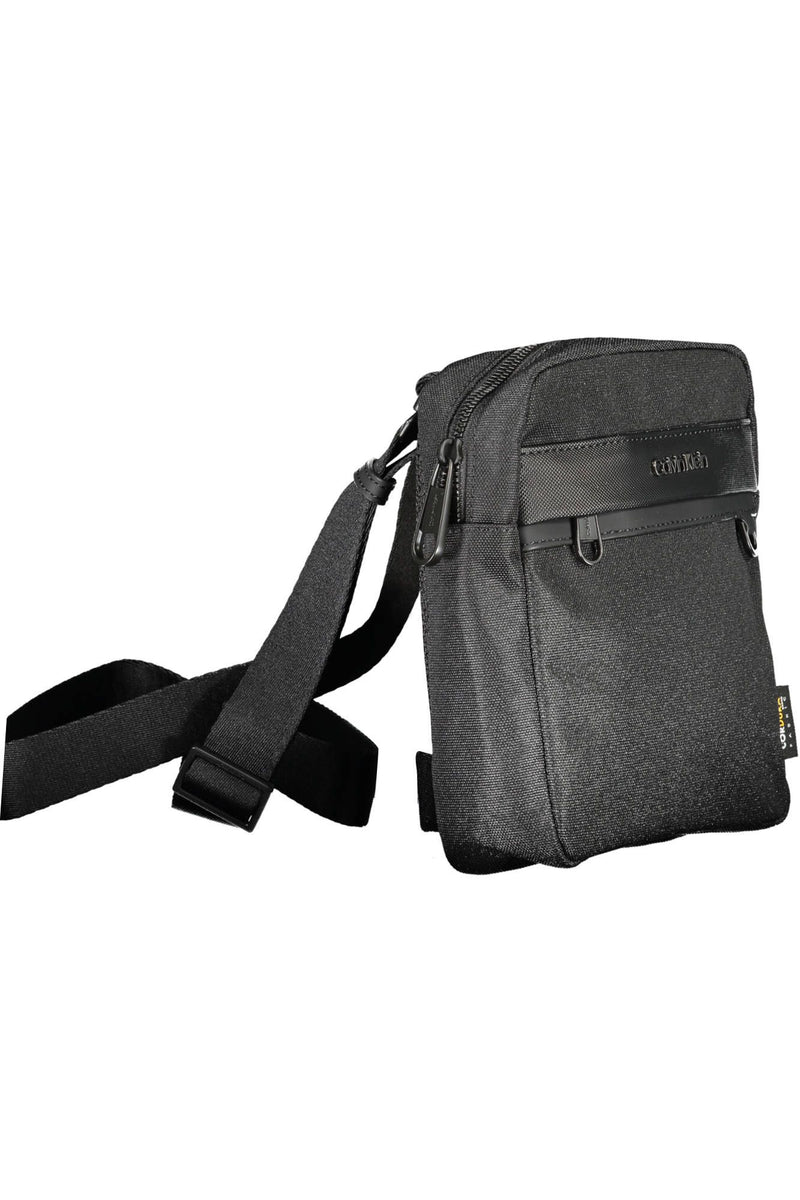 Sleek Black Recycled Polyester Shoulder Bag