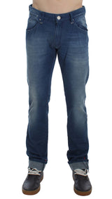 Denim italiano blu lavaggio in forma slim