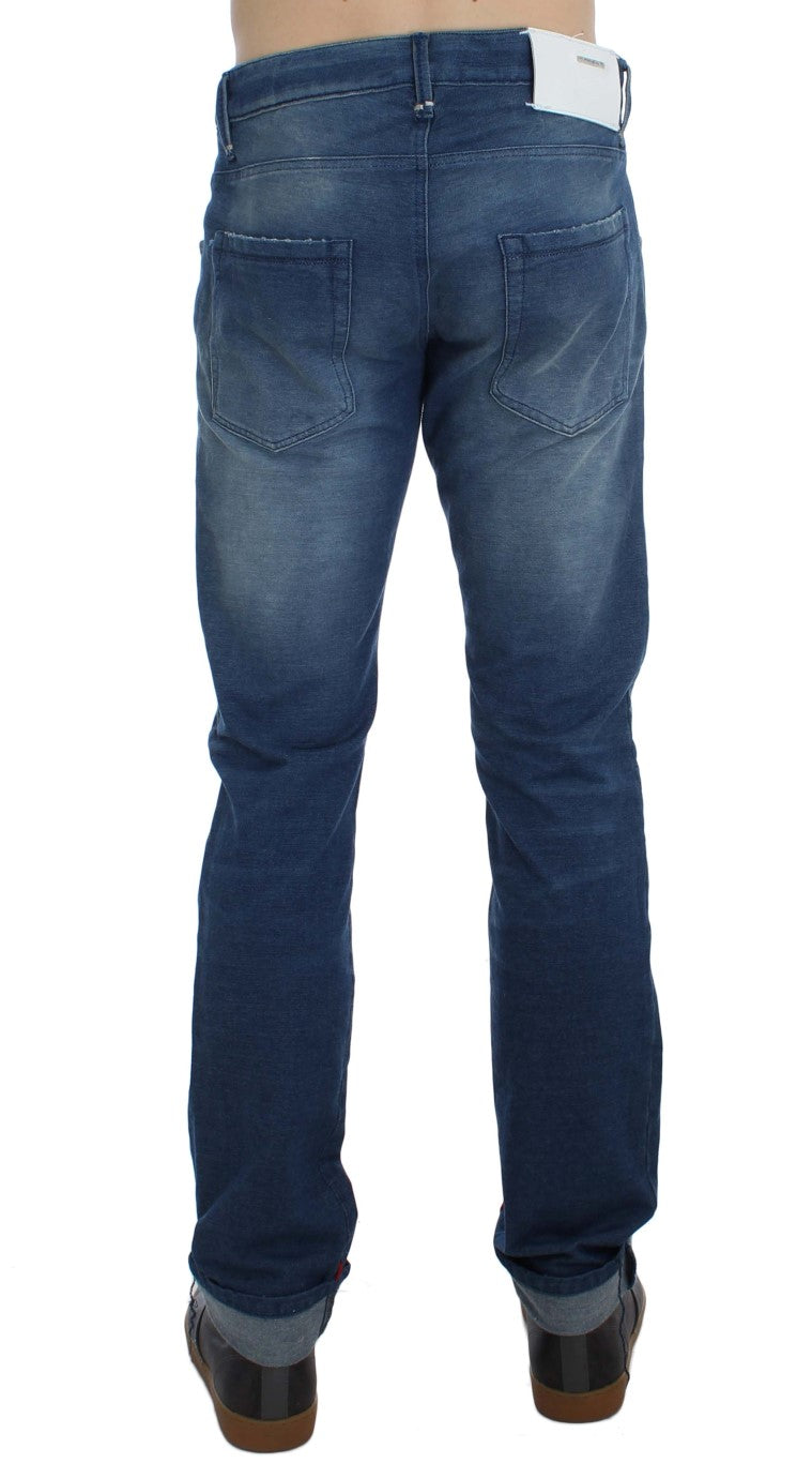 Denim italiano blu lavaggio in forma slim