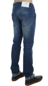 Denim italiano blu lavaggio in forma slim