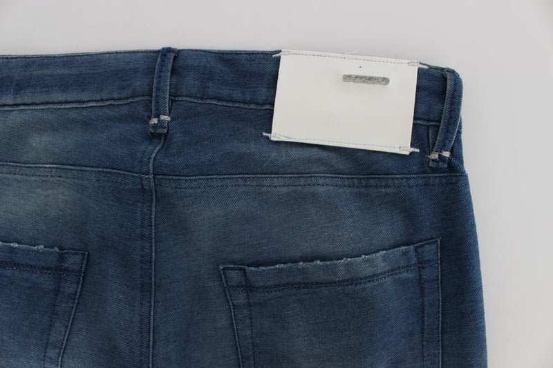 Denim italiano blu lavaggio in forma slim