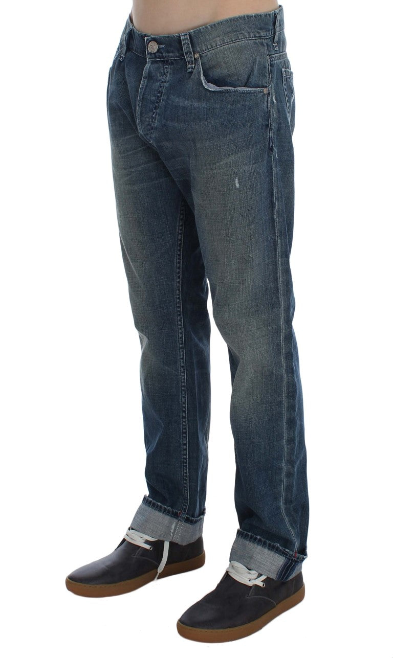 Eleganer regelmäßiger Passform Blue Wash Denim