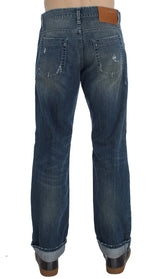 Elegante denim di lavaggio blu regolare