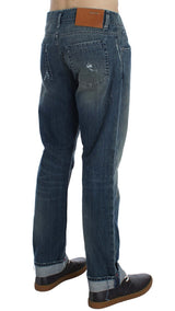 Eleganer regelmäßiger Passform Blue Wash Denim