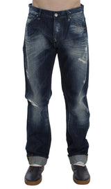 Authentische reguläre Passform Blue Wash Jeans