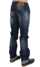 Authentische reguläre Passform Blue Wash Jeans