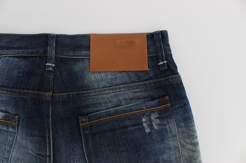 Authentische reguläre Passform Blue Wash Jeans