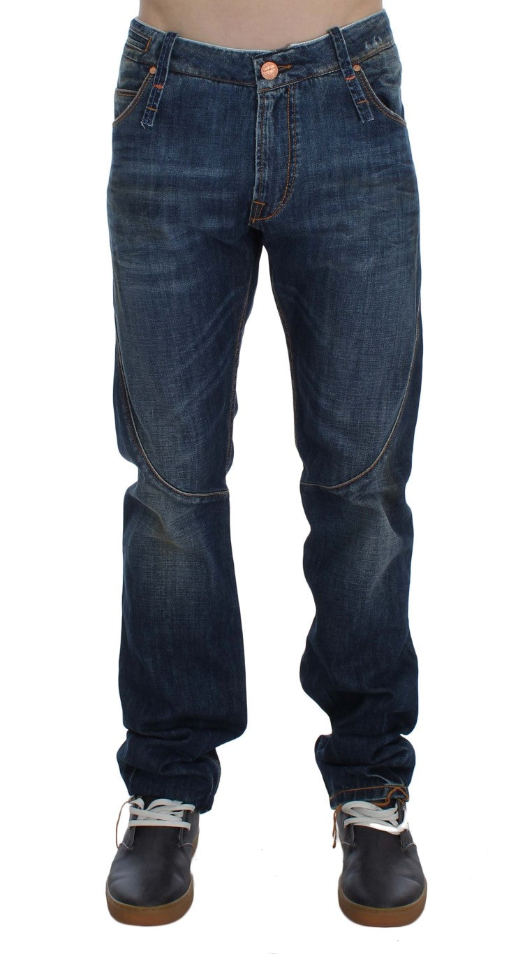 Jeans italianos elegantes de Slim Fit Blue Wash